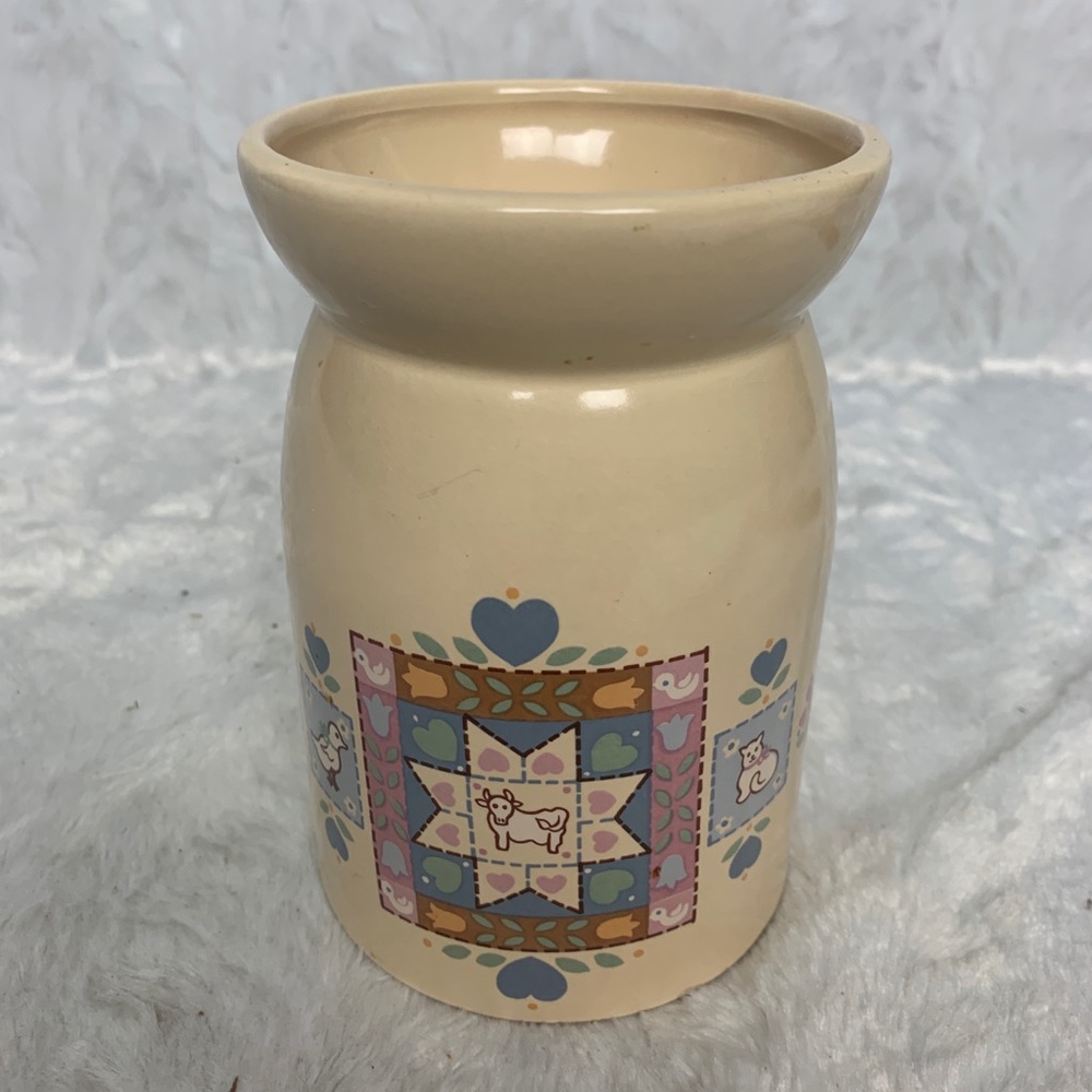 Beige Country Quilt Ceramic Milk Jug Vintage Taiwa